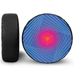 Blue Geometric EDM Light Print Leather Spare Tire Cover