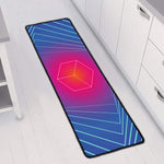 Blue Geometric EDM Light Print Long Kitchen Mat