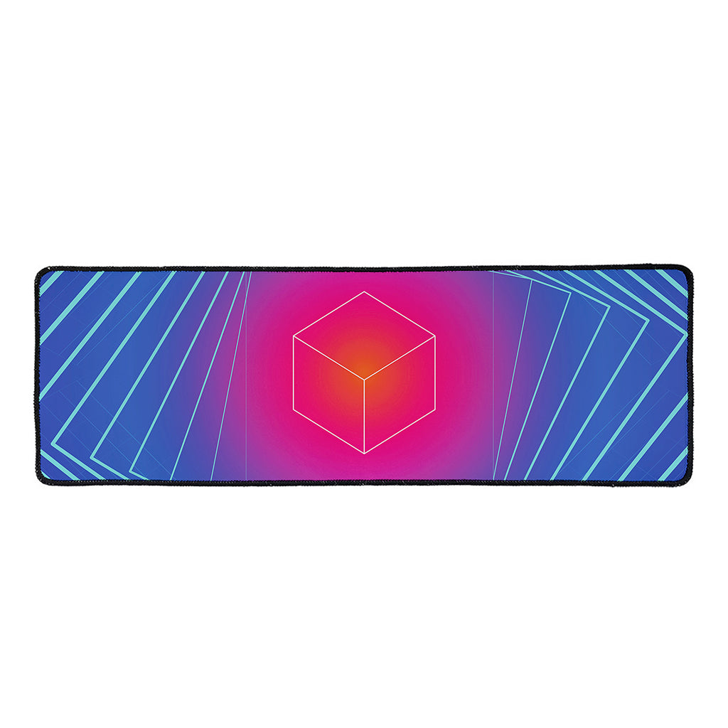 Blue Geometric EDM Light Print Long Kitchen Mat