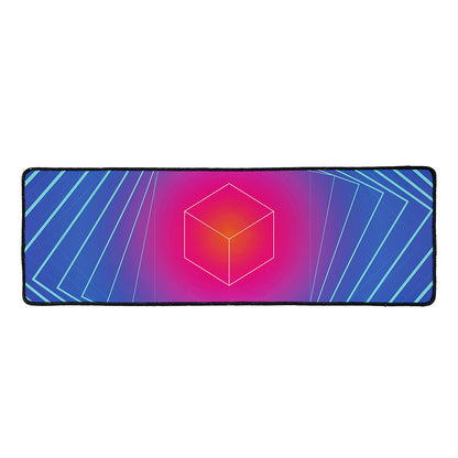 Blue Geometric EDM Light Print Long Kitchen Mat