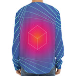 Blue Geometric EDM Light Print Long Sleeve Baseball Jersey