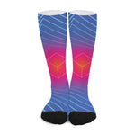 Blue Geometric EDM Light Print Long Socks