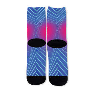 Blue Geometric EDM Light Print Long Socks