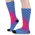 Blue Geometric EDM Light Print Long Socks