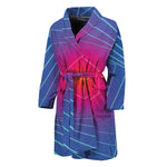 Blue Geometric EDM Light Print Men's Bathrobe