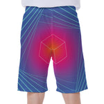 Blue Geometric EDM Light Print Men's Beach Shorts