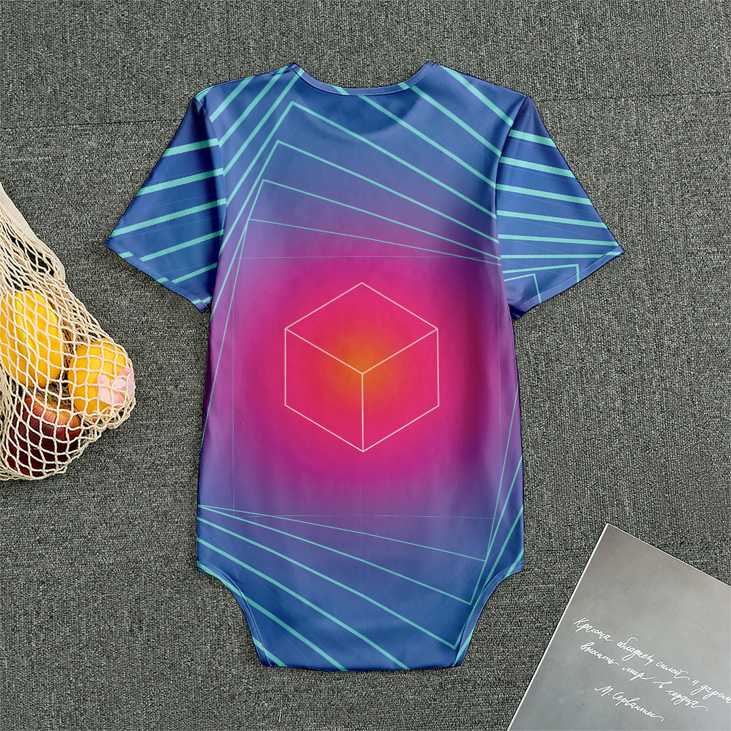 Blue Geometric EDM Light Print Men's Bodysuit