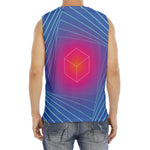Blue Geometric EDM Light Print Men's Fitness Tank Top