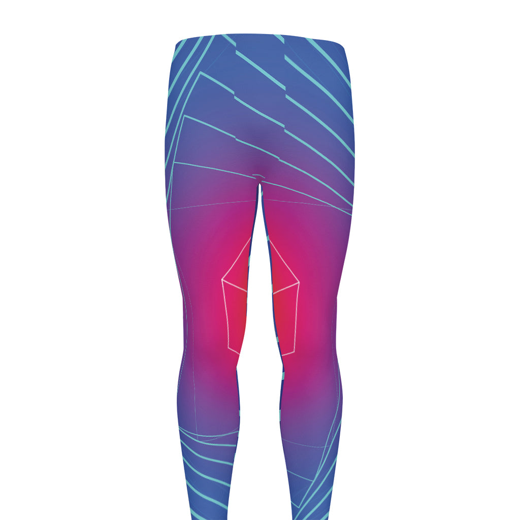 Blue Geometric EDM Light Print Men's leggings