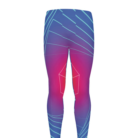 Blue Geometric EDM Light Print Men's leggings