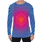 Blue Geometric EDM Light Print Men's Long Sleeve T-Shirt