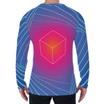 Blue Geometric EDM Light Print Men's Long Sleeve T-Shirt