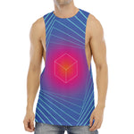 Blue Geometric EDM Light Print Men's Muscle Tank Top