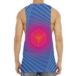 Blue Geometric EDM Light Print Men's Muscle Tank Top
