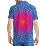 Blue Geometric EDM Light Print Men's Polo Shirt