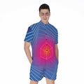 Blue Geometric EDM Light Print Men's Romper