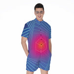 Blue Geometric EDM Light Print Men's Rompers