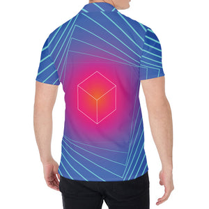 Blue Geometric EDM Light Print Men's Shirt