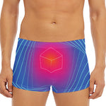 Blue Geometric EDM Light Print Men's Short Boxer Briefs