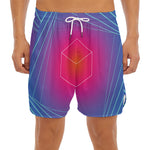 Blue Geometric EDM Light Print Men's Split Running Shorts