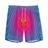 Blue Geometric EDM Light Print Men's Sports Shorts