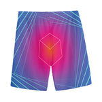 Blue Geometric EDM Light Print Men's Sports Shorts