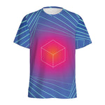 Blue Geometric EDM Light Print Men's Sports T-Shirt