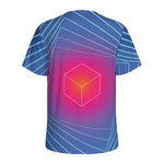 Blue Geometric EDM Light Print Men's Sports T-Shirt