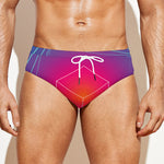 Blue Geometric EDM Light Print Men's Swim Briefs