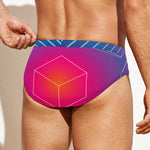 Blue Geometric EDM Light Print Men's Swim Briefs