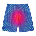 Blue Geometric EDM Light Print Men's Swim Trunks