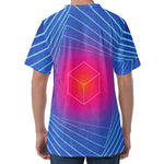 Blue Geometric EDM Light Print Men's Velvet T-Shirt