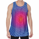 Blue Geometric EDM Light Print Men's Velvet Tank Top