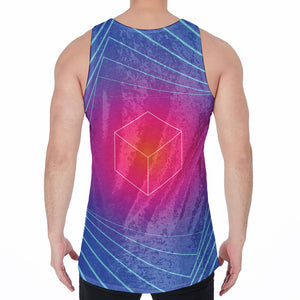 Blue Geometric EDM Light Print Men's Velvet Tank Top