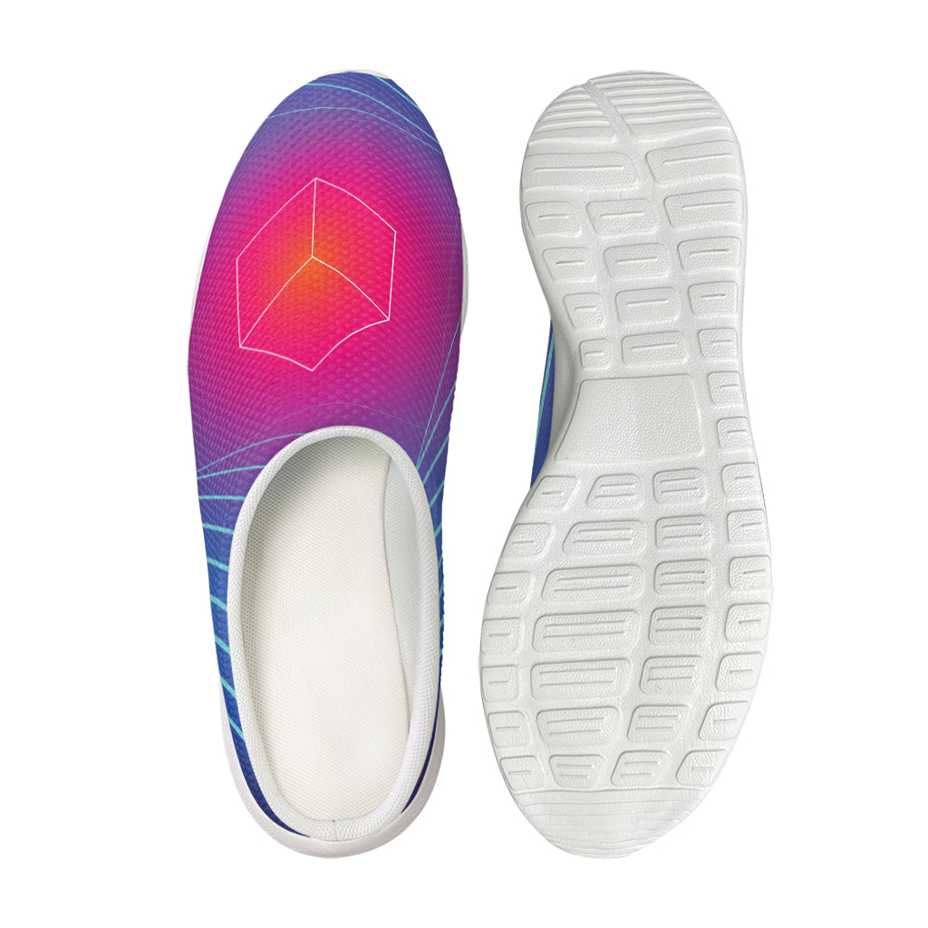 Blue Geometric EDM Light Print Mesh Casual Shoes