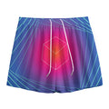 Blue Geometric EDM Light Print Mesh Shorts