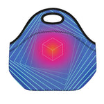 Blue Geometric EDM Light Print Neoprene Lunch Bag