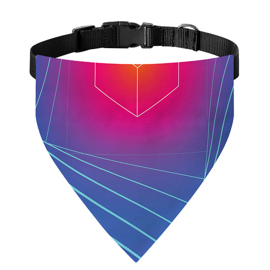 Blue Geometric EDM Light Print Over The Collar Dog Bandana