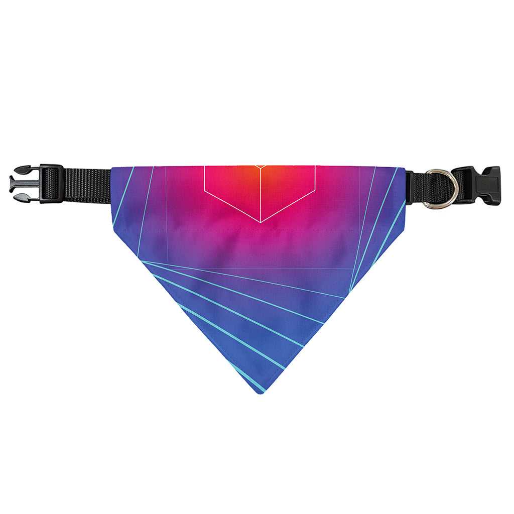 Blue Geometric EDM Light Print Over The Collar Dog Bandana