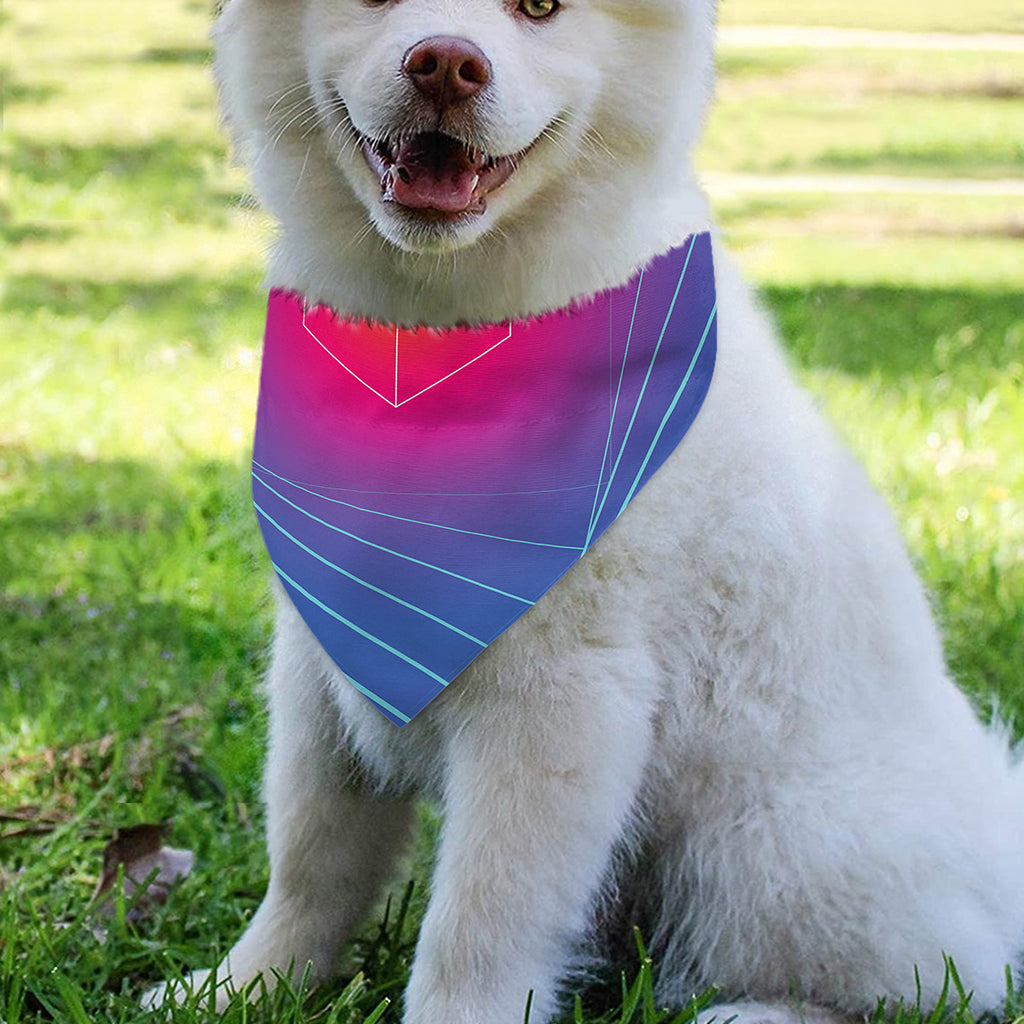 Blue Geometric EDM Light Print Over The Collar Dog Bandana