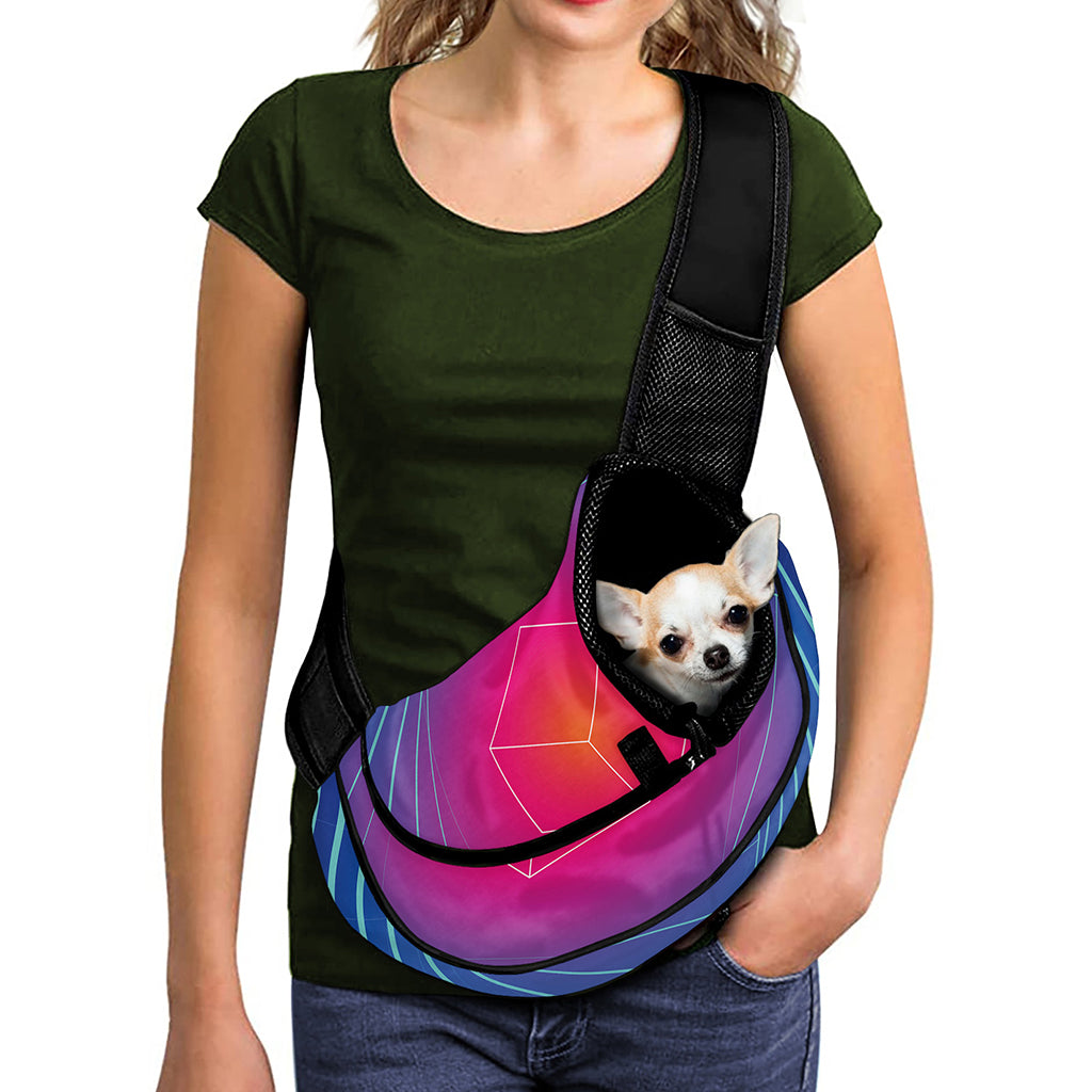 Blue Geometric EDM Light Print Pet Sling Carrier