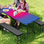 Blue Geometric EDM Light Print Picnic Table Cover
