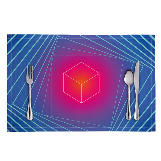 Blue Geometric EDM Light Print Placemat