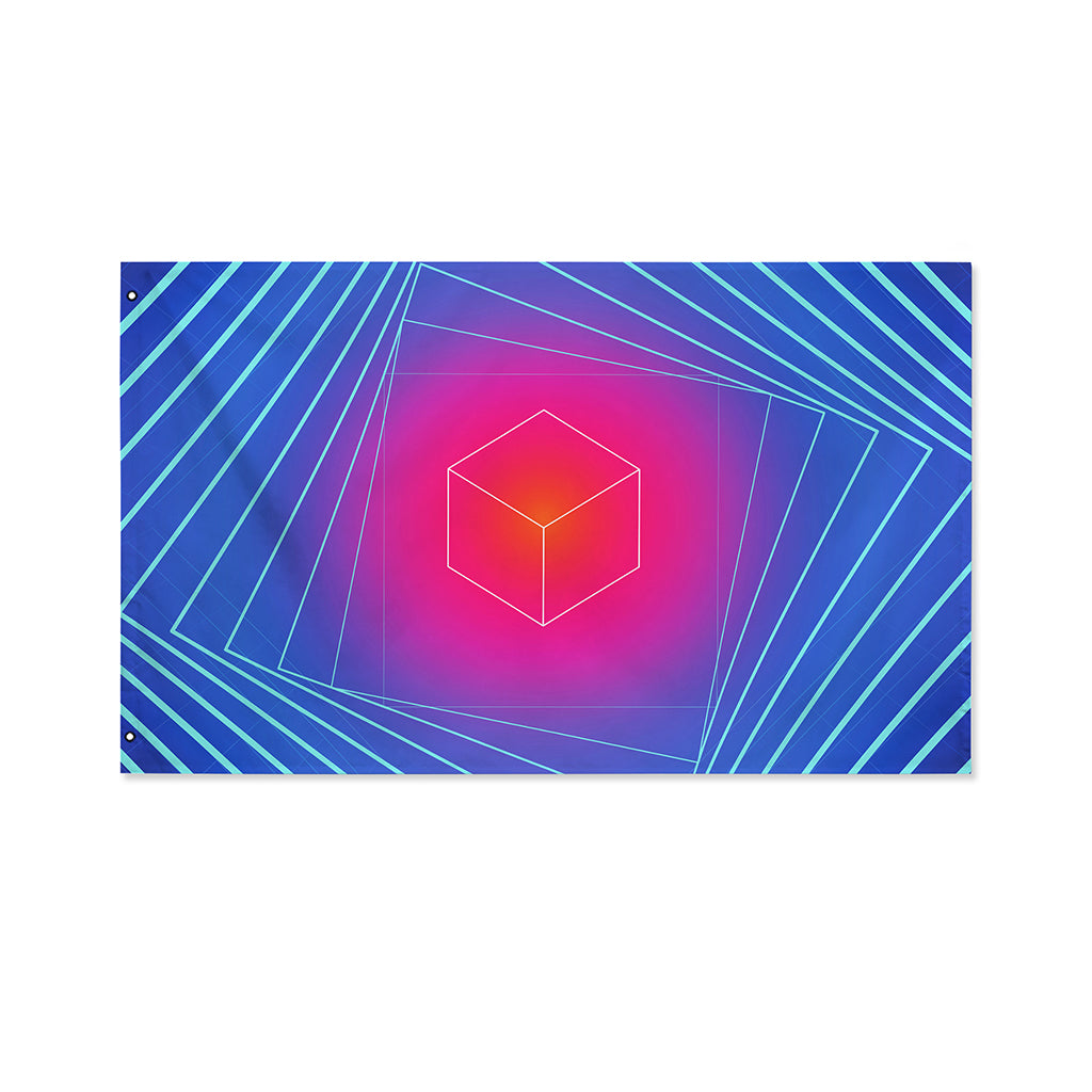 Blue Geometric EDM Light Print Polyester Flag