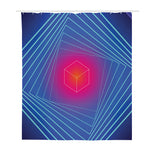 Blue Geometric EDM Light Print Polyester Shower Curtain