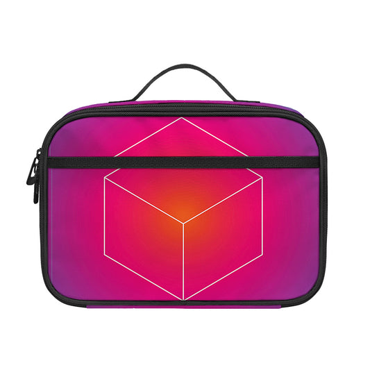 Blue Geometric EDM Light Print Portable Lunch Bag