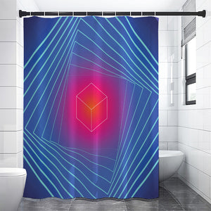 Blue Geometric EDM Light Print Premium Shower Curtain