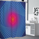 Blue Geometric EDM Light Print Premium Shower Curtain