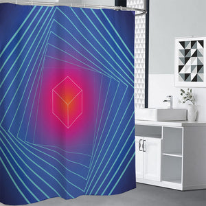 Blue Geometric EDM Light Print Premium Shower Curtain