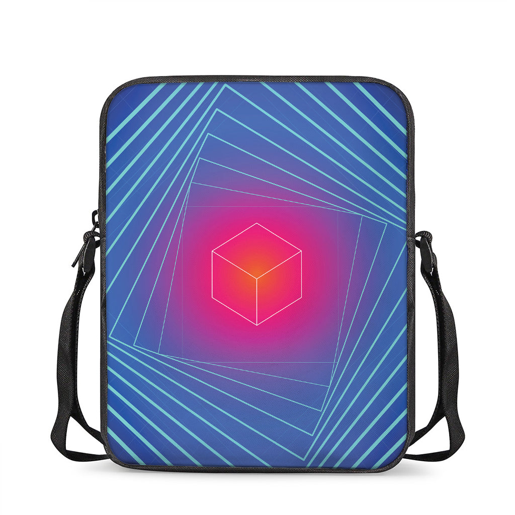 Blue Geometric EDM Light Print Rectangular Crossbody Bag